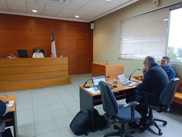 El defensor público Marcelo Aceituno durante la audiencia de sobreseimiento definitivo.