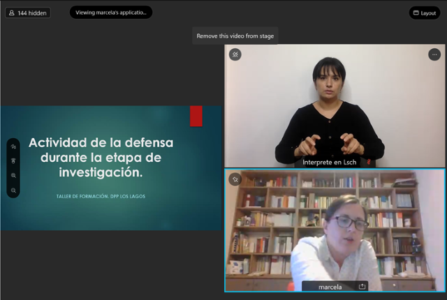 El taller contó con el apoyo de la intérprete en lengua de señas chilena, Alicia Collao. 