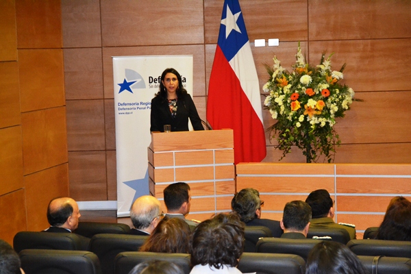 La Defensora Regional de La Araucanía, Bárbara Katz, al rendir cuenta pública de la gestión 2013 de esa sede institucional.