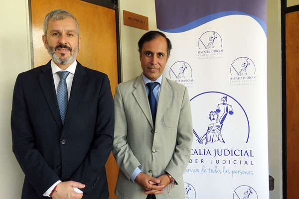 El Defensor Regional de Atacama, Raúl Palma Olivares, junto al Fiscal Judicial de la Corte de Apelaciones, Carlos Meneses Coloma.