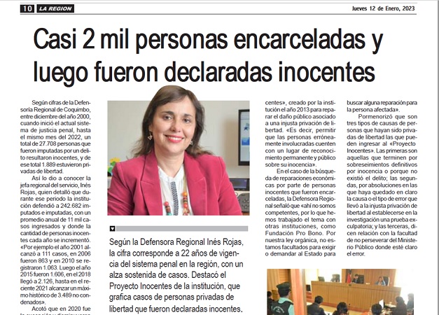La nota publicada por el diario "La Región" de Coquimbo.