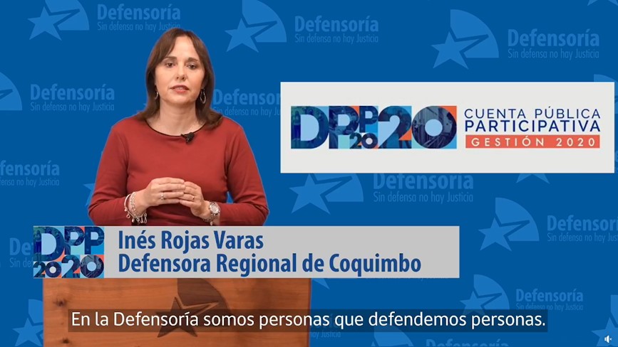 Inés Rojas, Defensora Regional de Coquimbo, al rendir el balance de la gestión 2020 de su equipo.