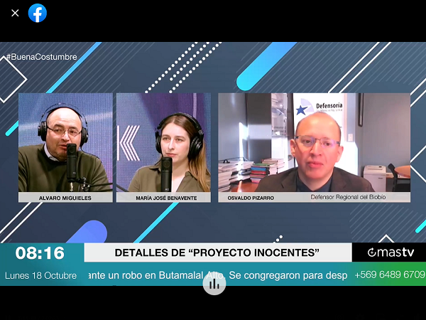 A través de distintas plataformas fue emitida la entrevista a Osvaldo Pizarro sobre la relevancia del "Proyecto Inocentes".