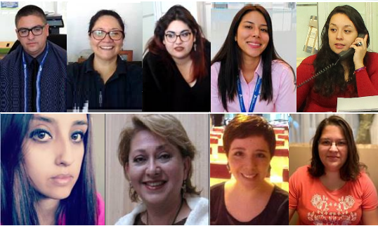 Alejandro Farías, Sylvia Carrasco, Cecilia Farfán, Fernanda Chea, Ayfa Jara, Elizabeth Díaz, Hortensia Chaperón, Jocelyn Díaz y Cynthia Sandoval.