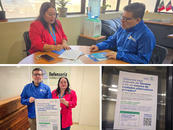 El Defensor Regional, Gabriel Carri&oacute;n, junto a Claudia Gonz&aacute;lez, representante de la Comisi&oacute;n 'Verdad y Ni&ntilde;ez' en Tarapac&aacute;.