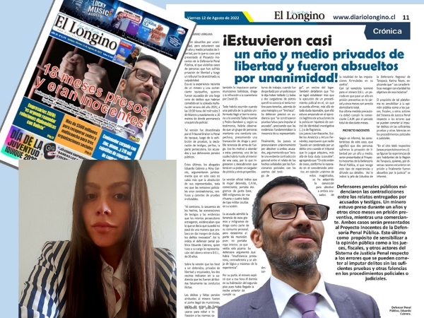 La publicación de El Longino y las imágenes de los defensores Aliny Garcés y Eduardo Cabrera.