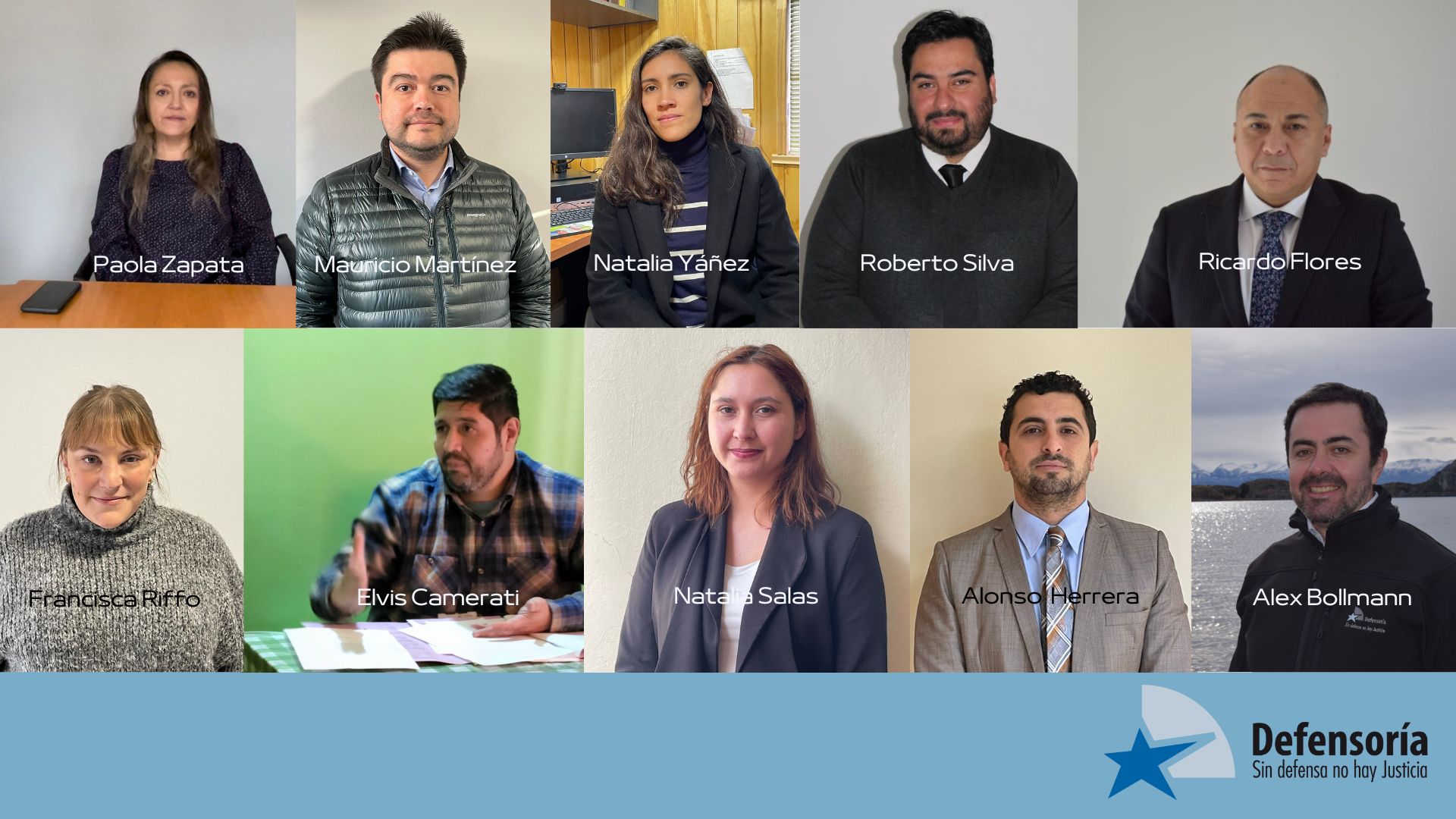 El equipo de abogados y abogadas que entregan cobertura de defensa penal pública en la región de Aysén.