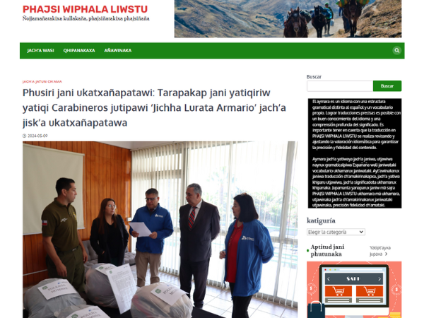 El medio digital "Phajsi Wiphala Liwstu" promueve la difusión de información en lengua aymara.