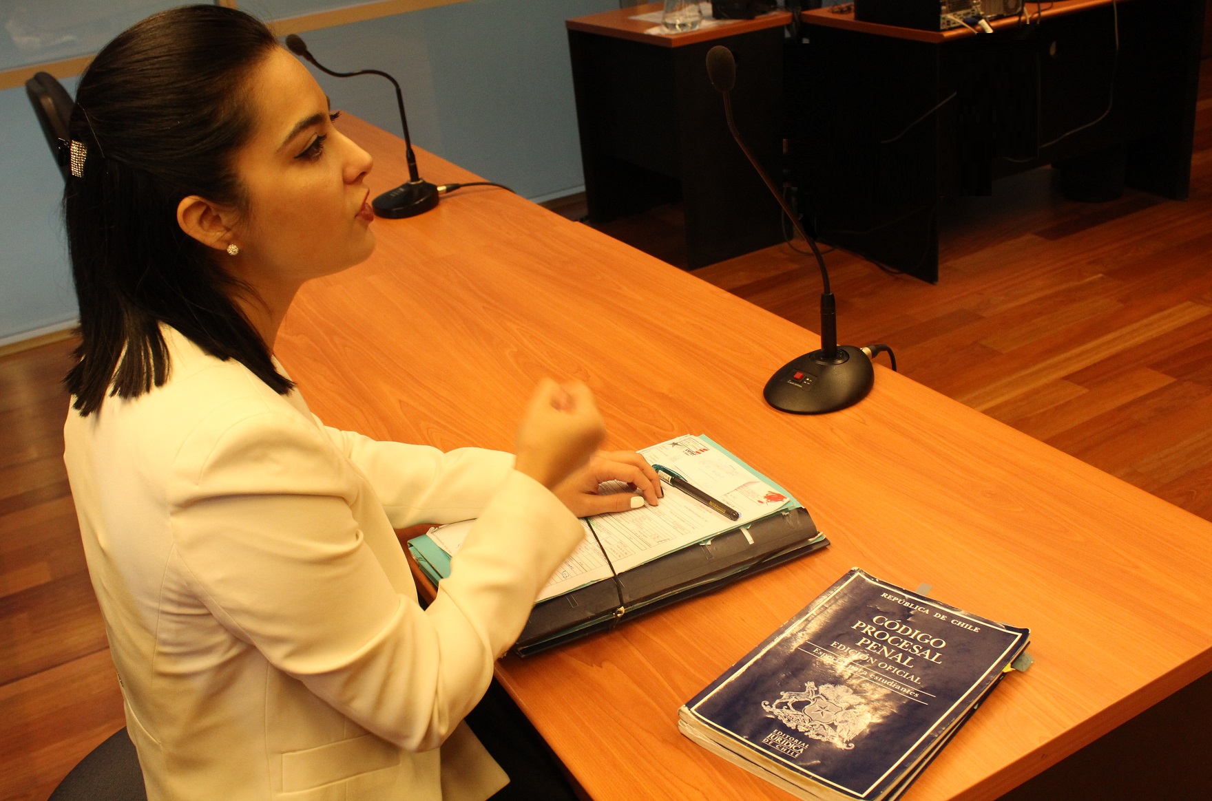 La defensora pública Milencka Altamirano durante un alegato del juicio que absolvió a tres imputados por una falsa denuncia de robo con intimidación.