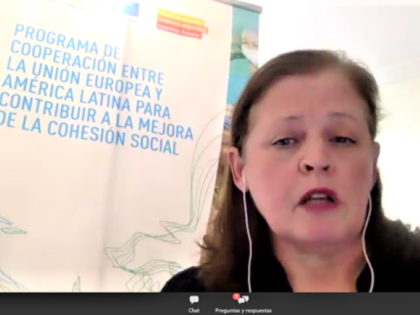 La ceremonia virtual de lanzamiento de la red fue dirigida por María Luisa Domínguez, del programa EUROsociAL+.