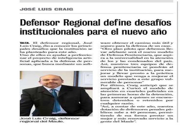 El diario La Prensa destacó los desafíos 2021 informados por el Defensor Regional del Maule.