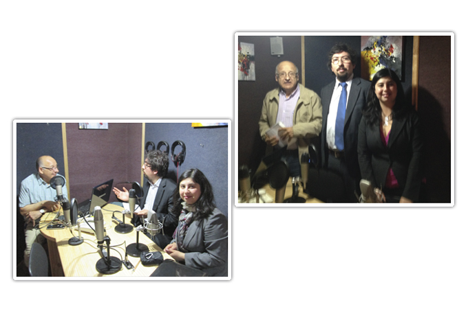 El defensor local Javier Pereira y la facilitadora intercultural Angela Morales Cariman en sus visitas a radio Vanguardia de Cañete.