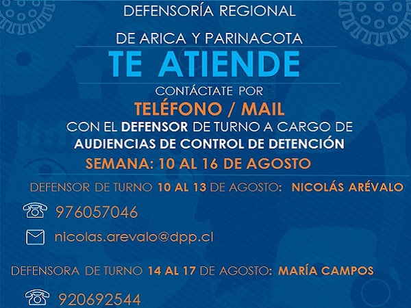 El afiche de redes sociales de la Defensoría Regional de Arica y Parinacota.
