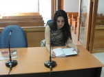 La defensora Estefanía Vásquez durante la audiencia de lectura de sentencia. 