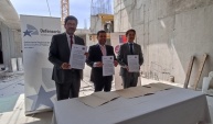 En la obra del nuevo edificio del Sector Justicia de Rancagua, se llevó a cabo la firma del convenio.