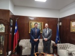 Sobre la actividad recursiva conversaron el Defensor Regional de Valparaíso, Sebastián Salinero y el presidente de la Corte, Rafael Corvalán.