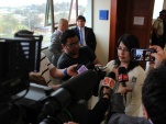 La defensa penal pública, Paola Sepúlveda, dando declaración sobre su defendido el sargento, Nelson Gavilán Santos, jefe de la patrulla de tráfico,
