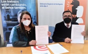 La directora regional de Sence, Claudia Meneses y el Defensor Regional Ignacio Barrientos firmaron convenio de colaboración interinsticional