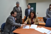 Defensora Regional Bárbara Katz, Juez de Carahue Rodrigo Alarcón junto a Pablo Ardouin de la DPM y Mario Quezada JER de La Araucanía