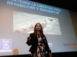 La defensora Ximena Silva, durante su presentación en el Centro Cultural de La Moneda