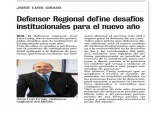 Diario La Prensa destacó los desafíos 2021 informados por el Defensor Regional del Maule