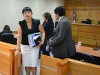 La defensora penal pública juvenil Natalia Andrade, al salir de una de las audiencias de este juicio. 