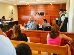 Audiencia en que la jueza de garantía de Arica, Sara Pizarro, dictaminó el alzamiento de la prisión preventiva pedida por la defensa penal pública.