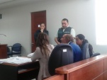 La defensora durante la audiencia de control de detención realizada en Puerto Montt. 